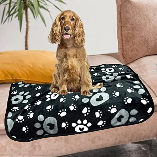 1 Pack 3 Dog Blankets for Medium Dogs, Soft Fleece Dog Blanket Fluffy Pet Blanket Warm Sleep Mat Cute Bone Print Puppy Cat Blanket, Flannel Throw for Washable Dog Bed, Blanket for Dogs, 41"X31"