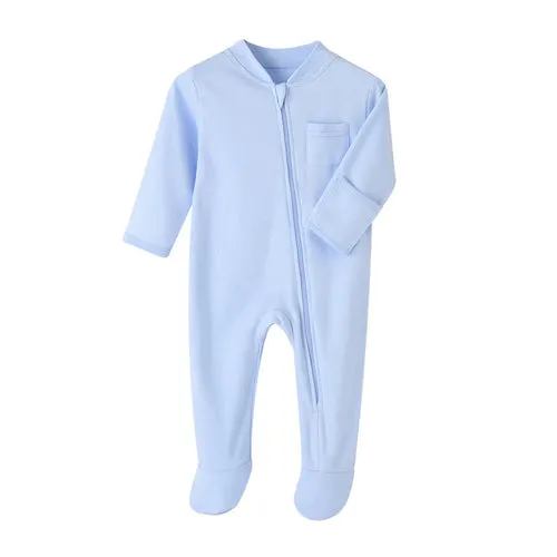 100% Cotton Newborn Baby Clothes Solid Color Jumpsuit Rompers Zipper