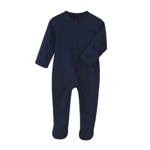 100% Cotton Newborn Baby Clothes Solid Color Jumpsuit Rompers Zipper