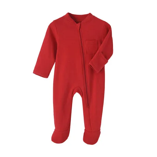 100% Cotton Newborn Baby Clothes Solid Color Jumpsuit Rompers Zipper