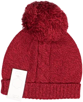 10307A-BEANIE W/POMPOM-Red