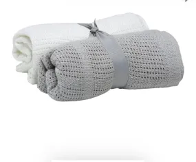 2-Pack Cellular Blanket - Grey/White