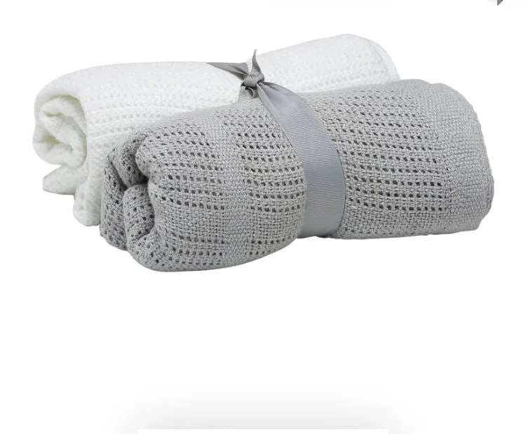 2-Pack Cellular Blanket - Grey/White