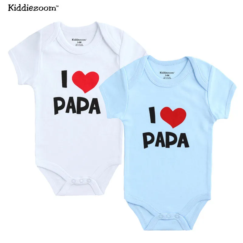2Pcs/lot Cotton I Love Papa Mama Design Printing Summer Jumpsuit