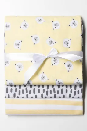 3 Pack Bear Receiver Blankets Yellow