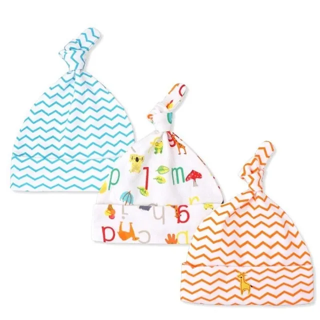 3pcs/lot Baby Hats 100% cotton Printed Baby Hats & Caps