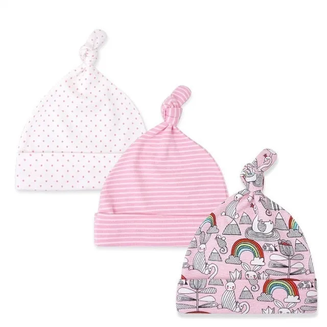 3pcs/lot Baby Hats 100% cotton Printed Baby Hats & Caps