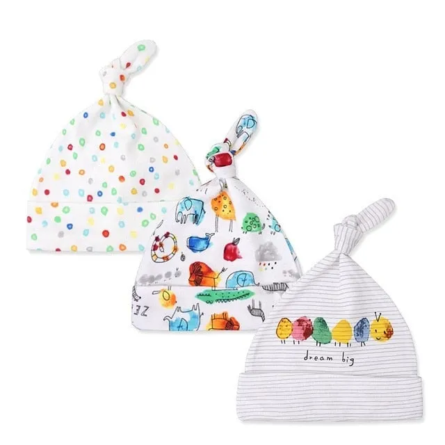 3pcs/lot Baby Hats 100% cotton Printed Baby Hats & Caps