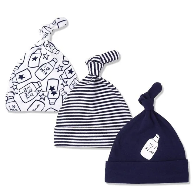 3pcs/lot Baby Hats 100% cotton Printed Baby Hats & Caps