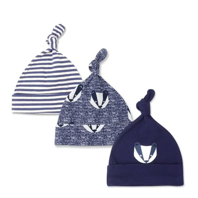 3pcs/lot Baby Hats 100% cotton Printed Baby Hats & Caps