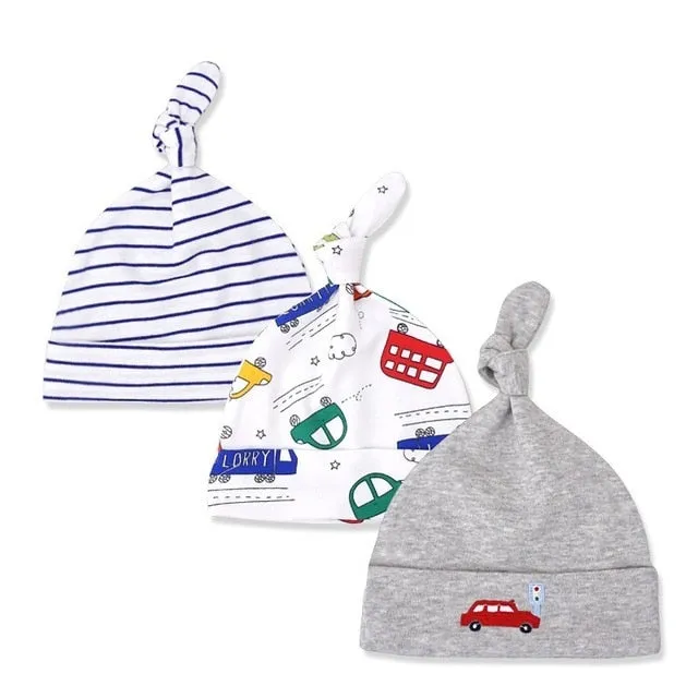 3pcs/lot Baby Hats 100% cotton Printed Baby Hats & Caps