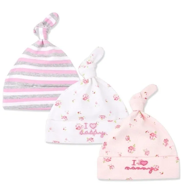 3pcs/lot Baby Hats 100% cotton Printed Baby Hats & Caps