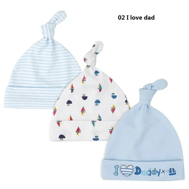 3pcs/lot Baby Hats 100% cotton Printed Baby Hats & Caps