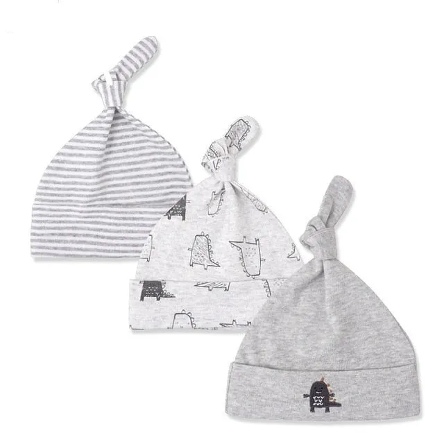 3pcs/lot Baby Hats 100% cotton Printed Baby Hats & Caps