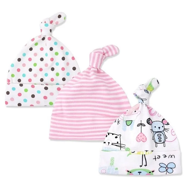 3pcs/lot Baby Hats 100% cotton Printed Baby Hats & Caps