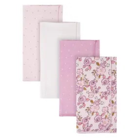 4-Pack Baby Girls Princess Flannel Receiving Blankets