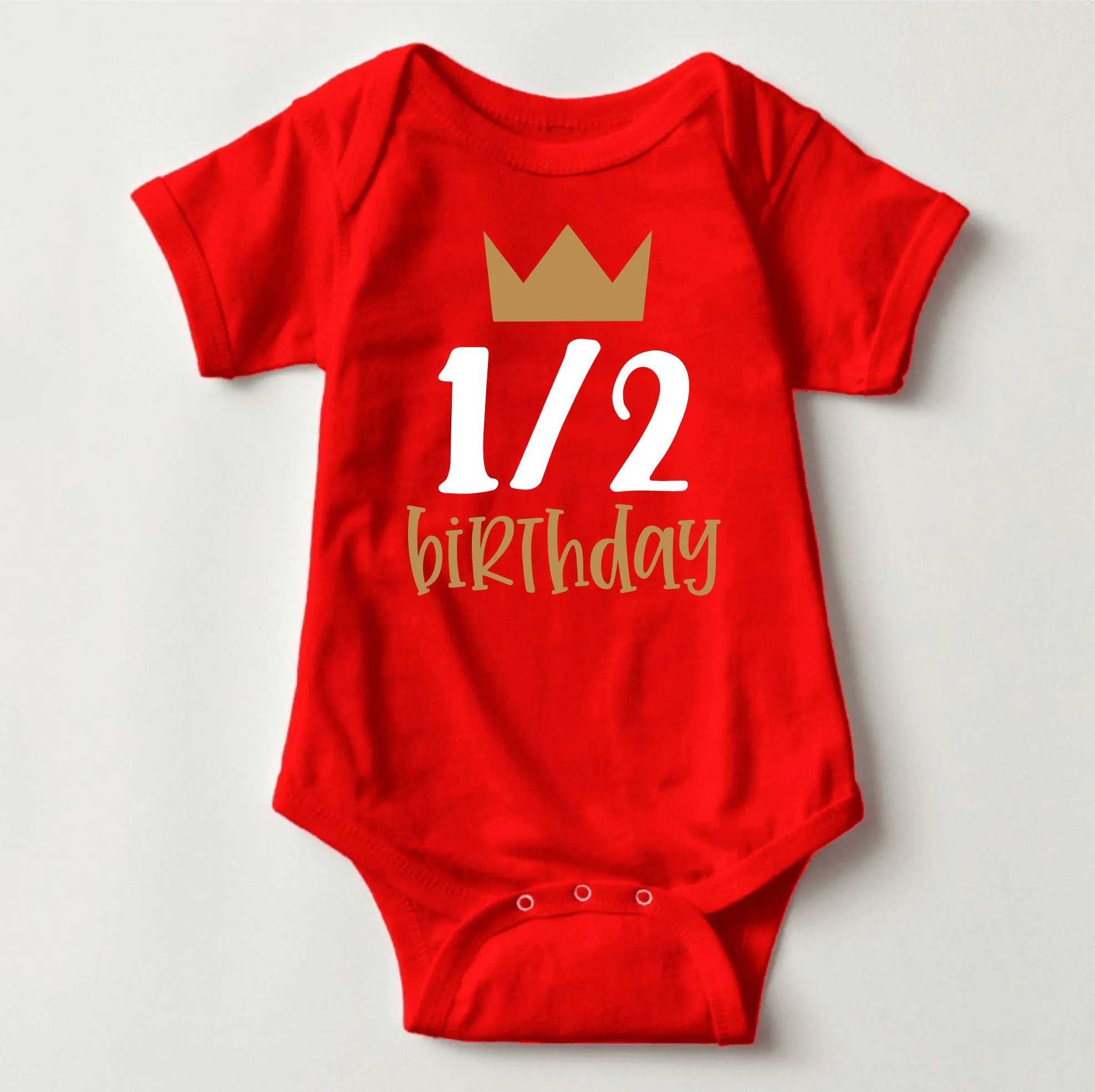 Baby 1/2 Birthday Onesies - 1/2 Birthday Prince Crown