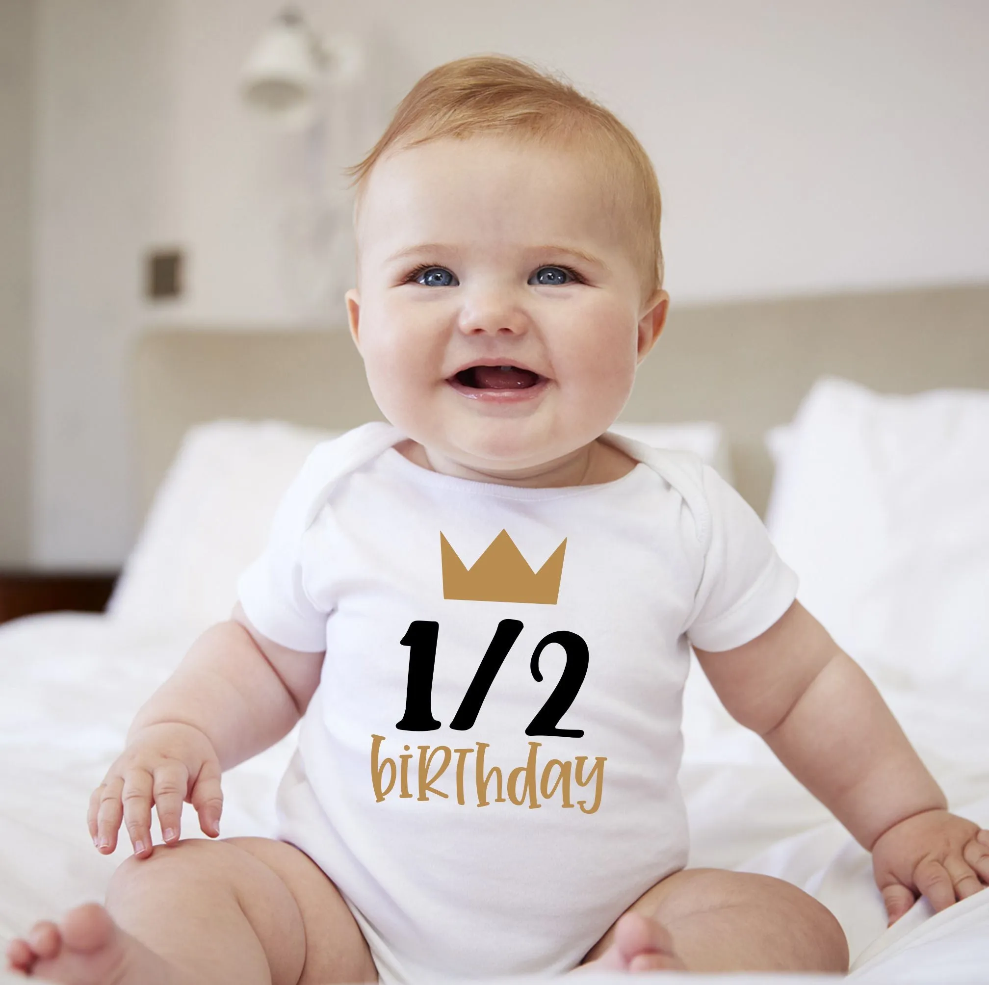 Baby 1/2 Birthday Onesies - 1/2 Birthday Prince Crown