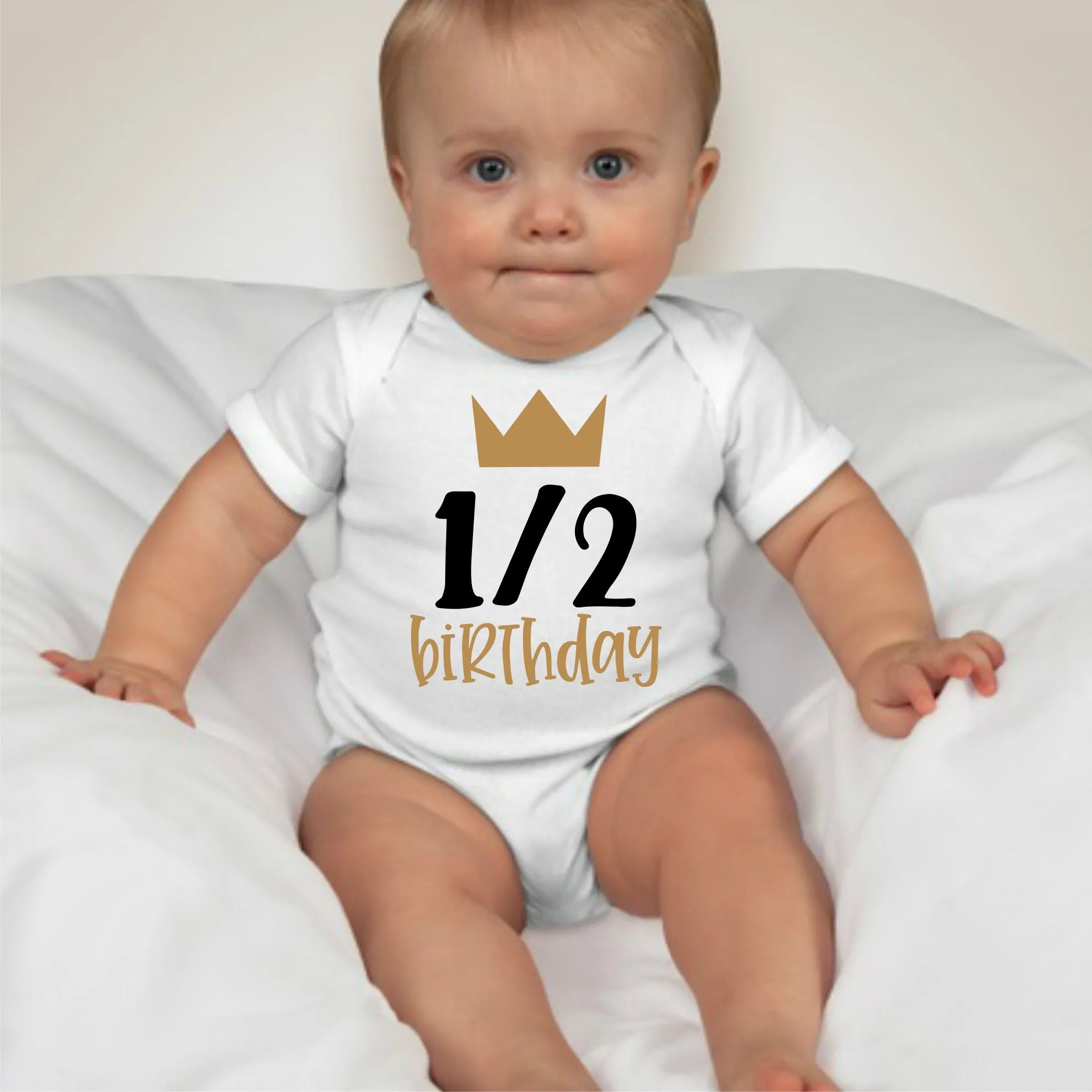 Baby 1/2 Birthday Onesies - 1/2 Birthday Prince Crown