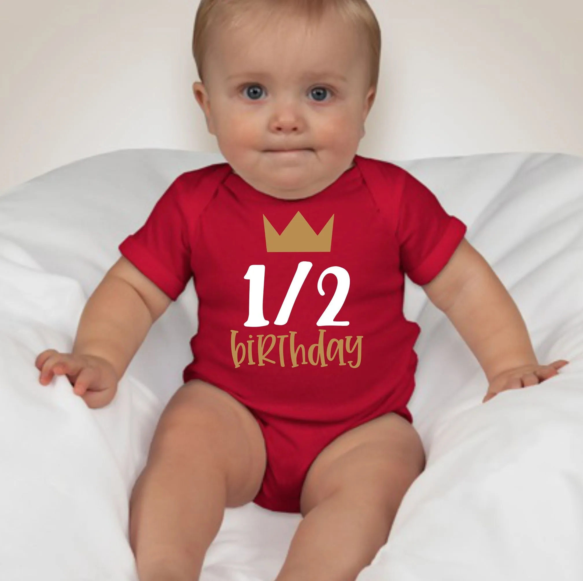 Baby 1/2 Birthday Onesies - 1/2 Birthday Prince Crown