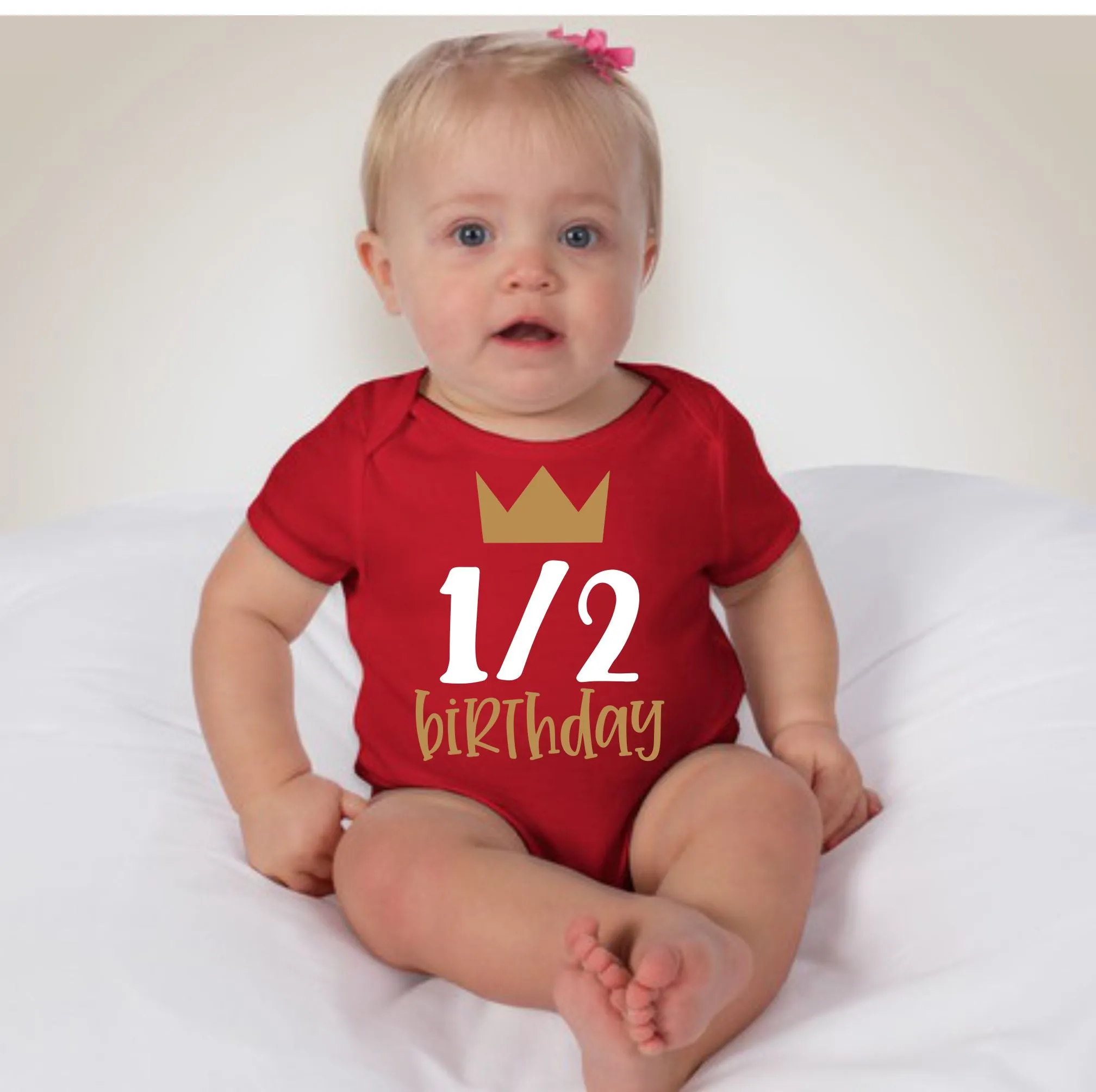 Baby 1/2 Birthday Onesies - 1/2 Birthday Prince Crown