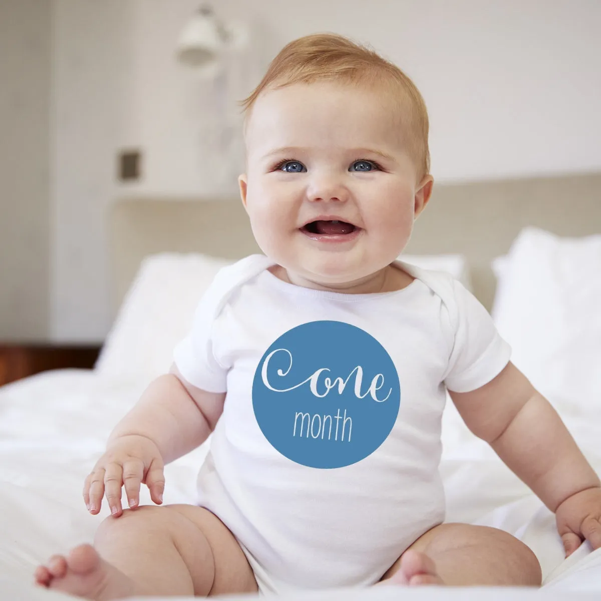 Baby Custom Monthly Onesies - Cursive Boys