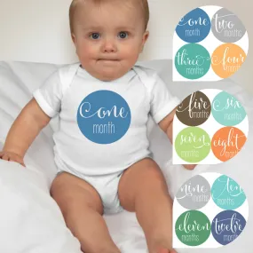 Baby Custom Monthly Onesies - Cursive Boys