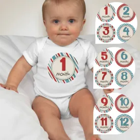 Baby Custom Monthly Onesies - Red and Blues