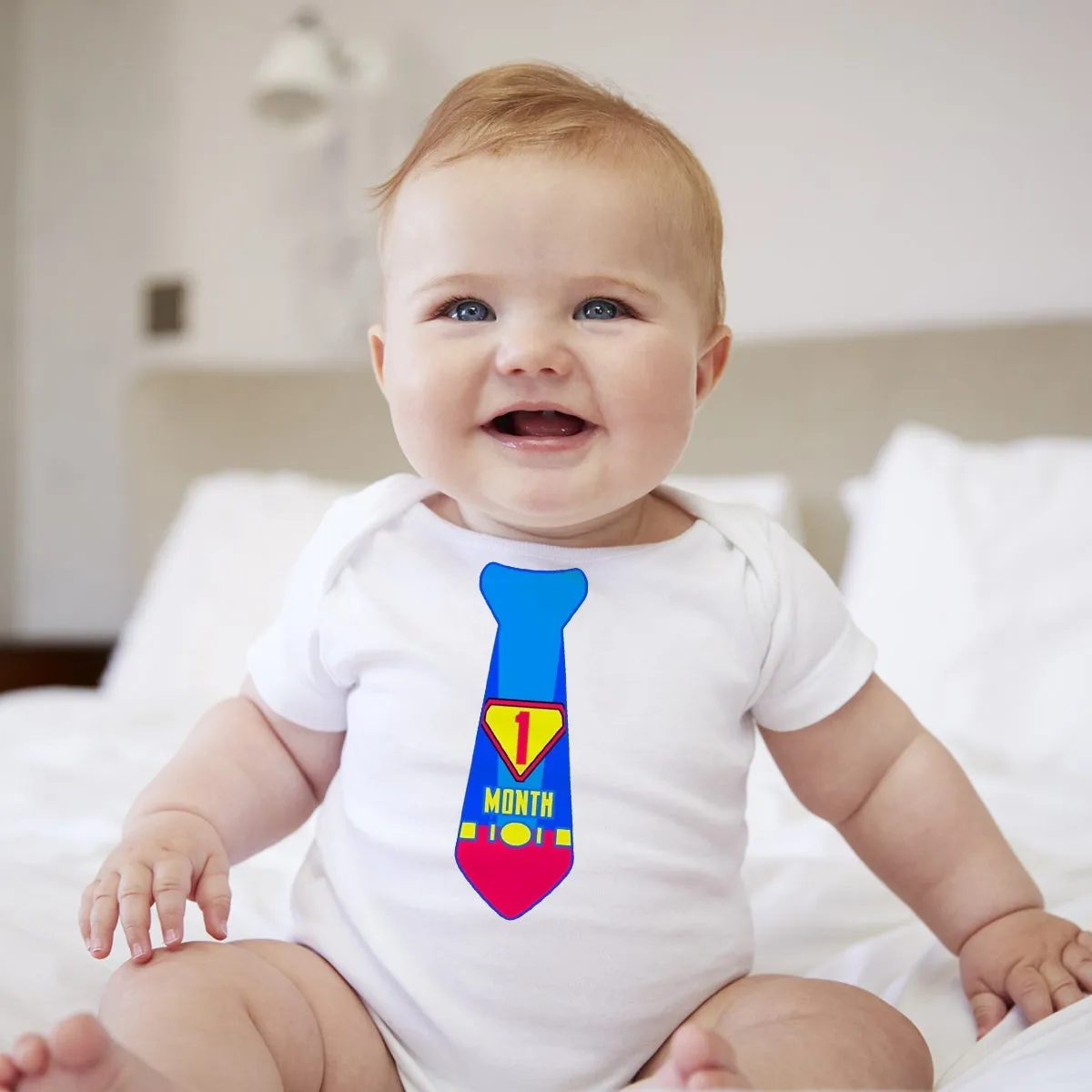 Baby Custom Monthly Onesies - Super Hero Neck ties I