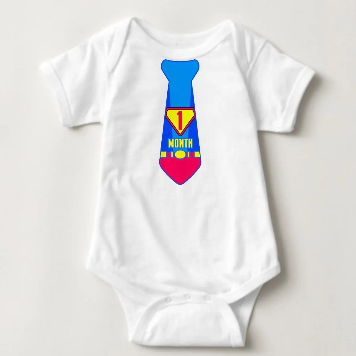 Baby Custom Monthly Onesies - Super Hero Neck ties I
