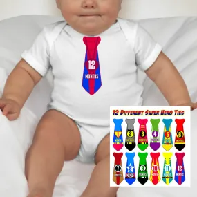 Baby Custom Monthly Onesies - Super Hero Neck ties I