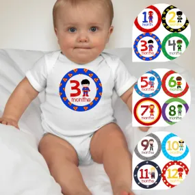 Baby Custom Monthly Onesies - Superheroes