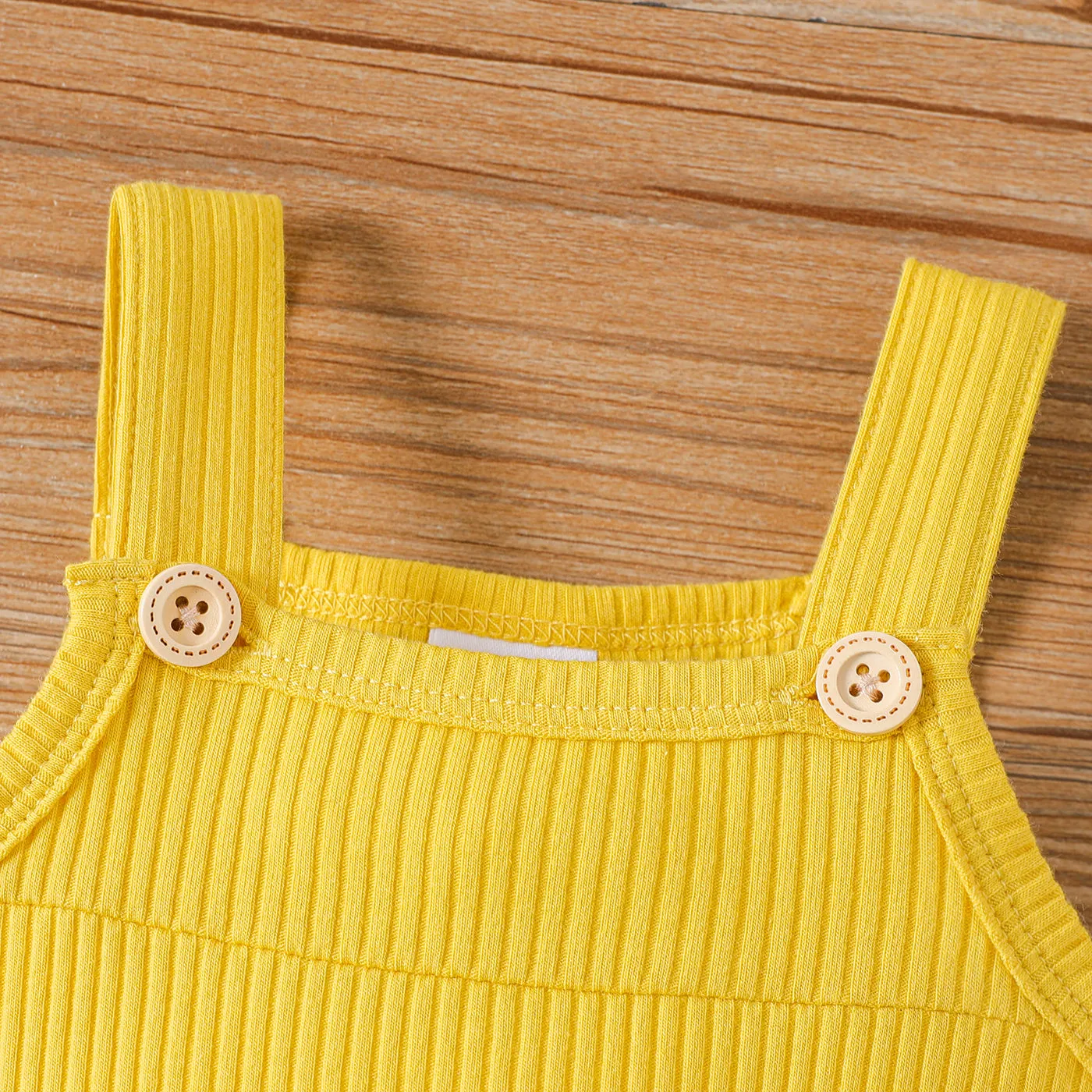 Baby Girl 100% Cotton Solid Color Ribbed Sleeveless Rompers
