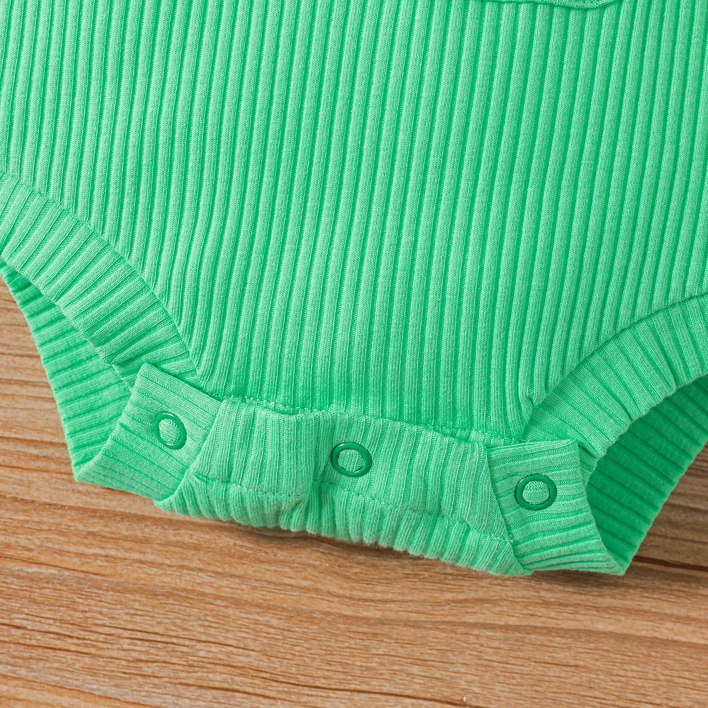 Baby Girl 100% Cotton Solid Color Ribbed Sleeveless Rompers