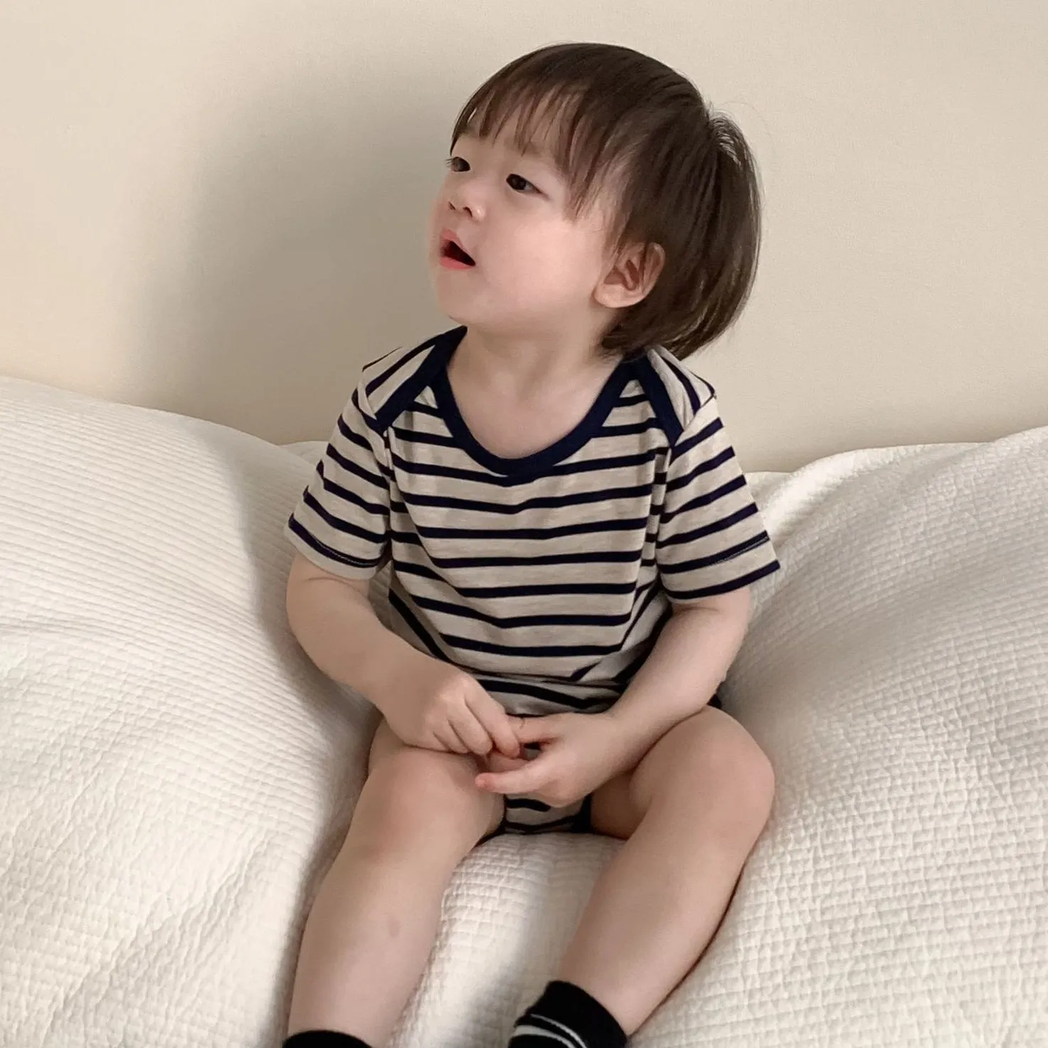 Baby Girls Boys Striped Cartoon Rompers Wholesale 24052248