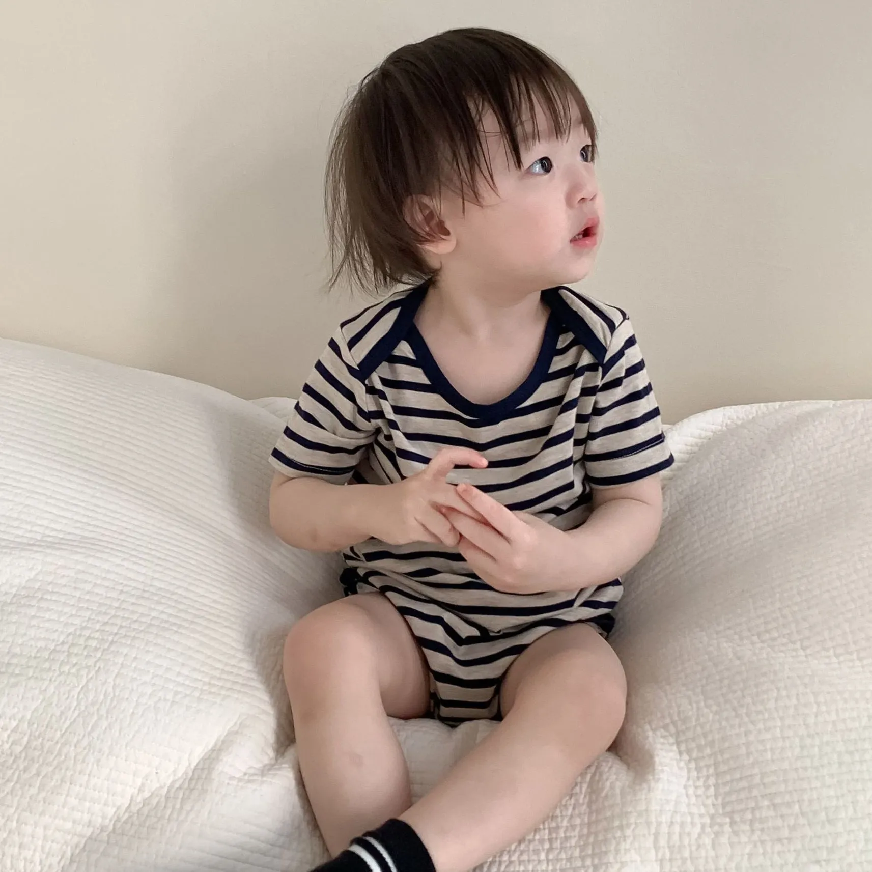 Baby Girls Boys Striped Cartoon Rompers Wholesale 24052248