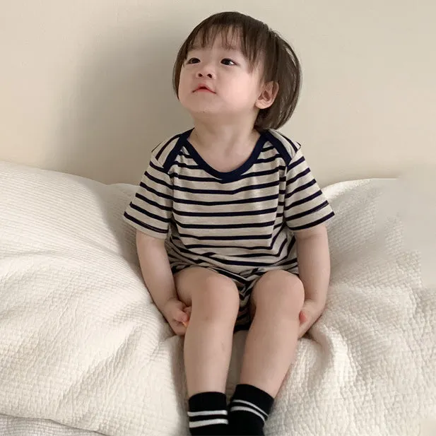 Baby Girls Boys Striped Cartoon Rompers Wholesale 24052248