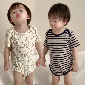 Baby Girls Boys Striped Cartoon Rompers Wholesale 24052248