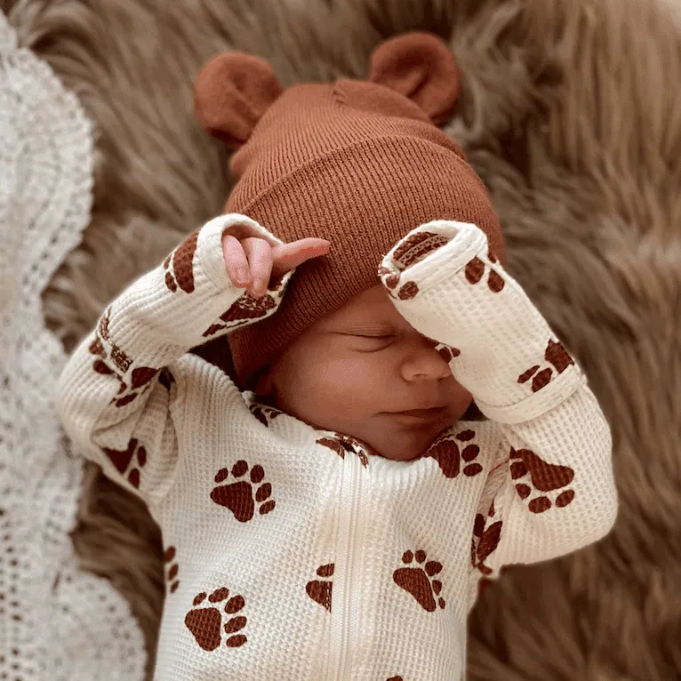 Baby Hat - Sandalwood Bear Print