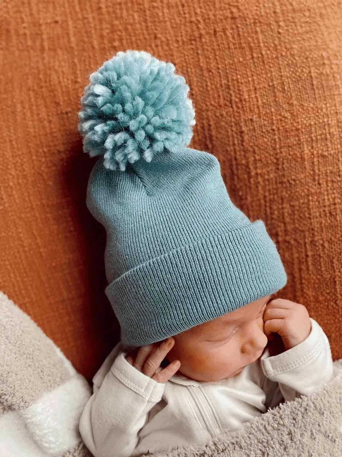 Baby Hat - Sky Blue Pom