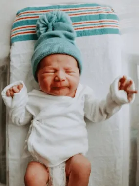 Baby Hat - Sky Blue Pom
