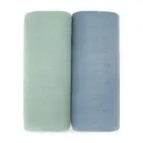 Baby Muslin Swaddle Blankets - Pacific blue and Fern