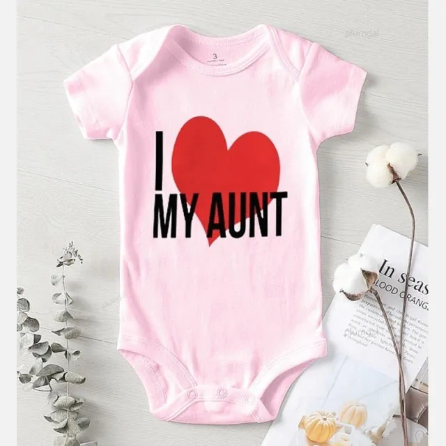 Baby Romper Love Aunt Pink