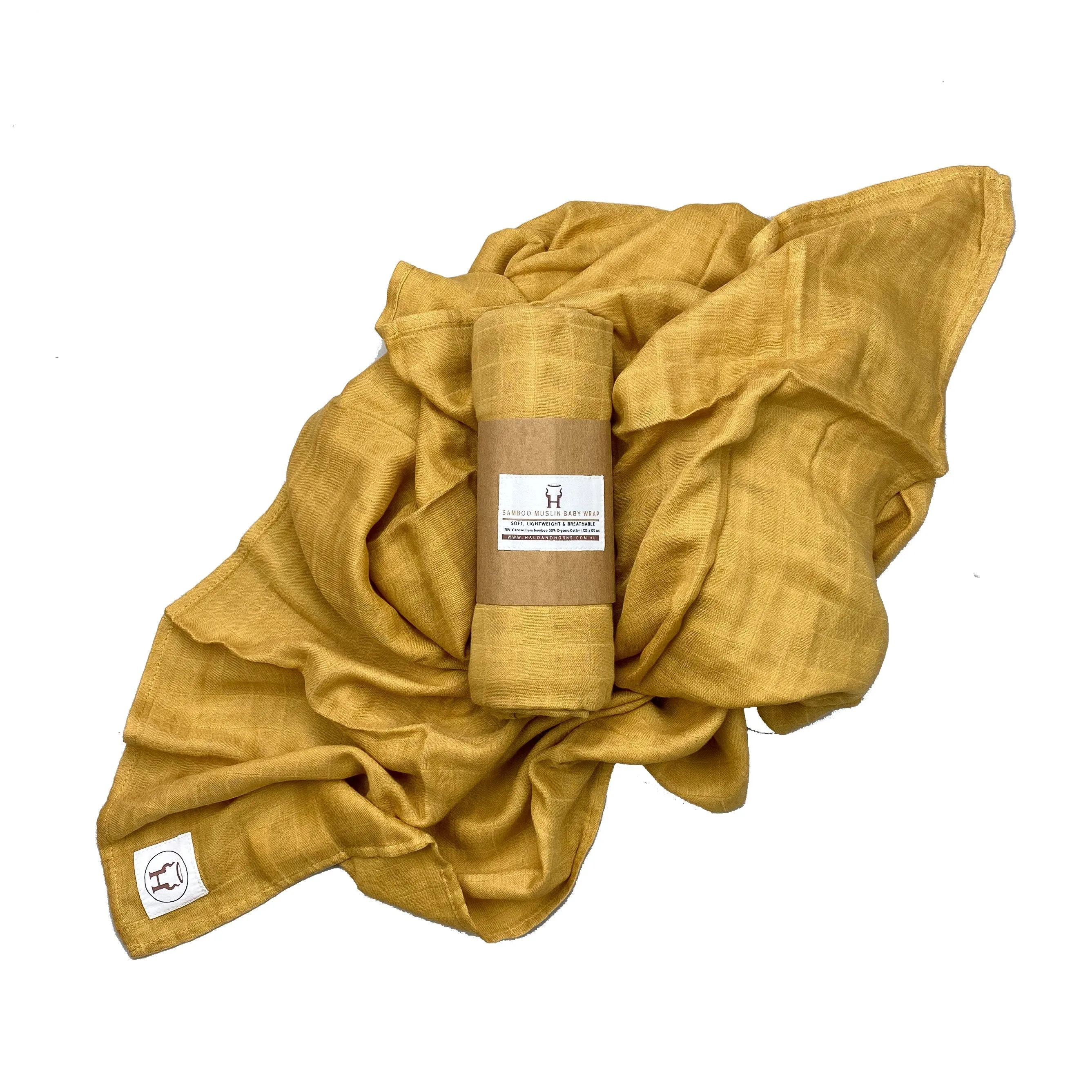 Baby Swaddle/Wrap - Organic Bamboo Muslin - Golden Honey
