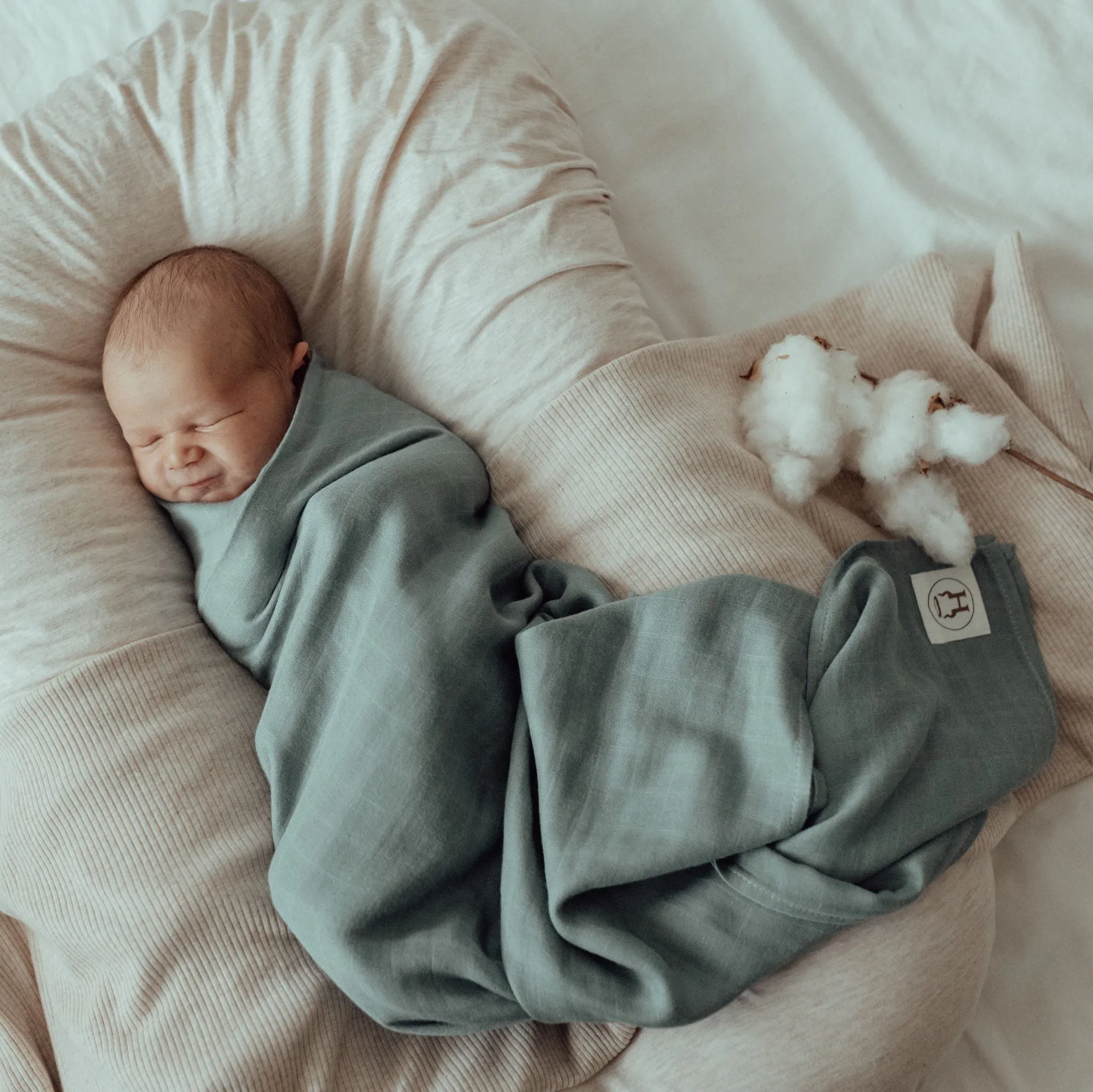 Baby Swaddle/Wrap - Organic Bamboo Muslin - Sea Blue