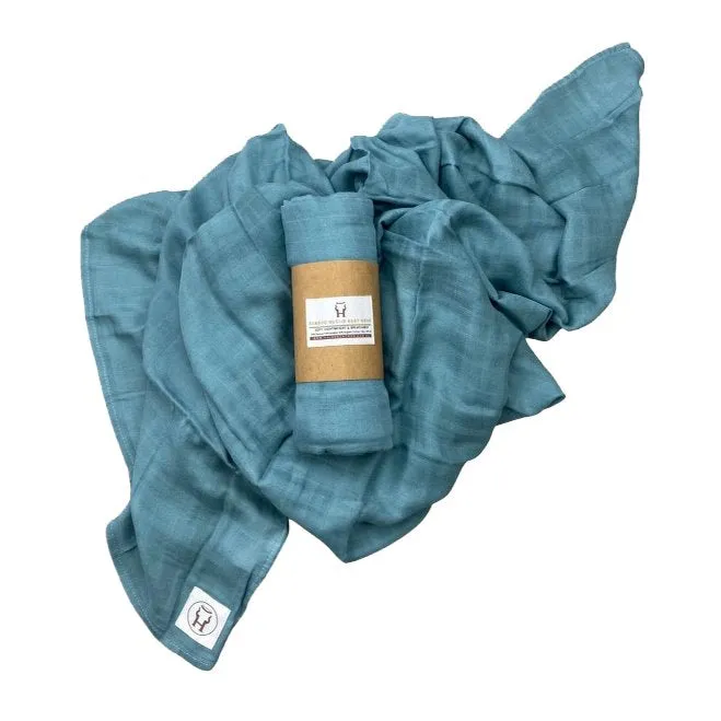 Baby Swaddle/Wrap - Organic Bamboo Muslin - Sea Blue