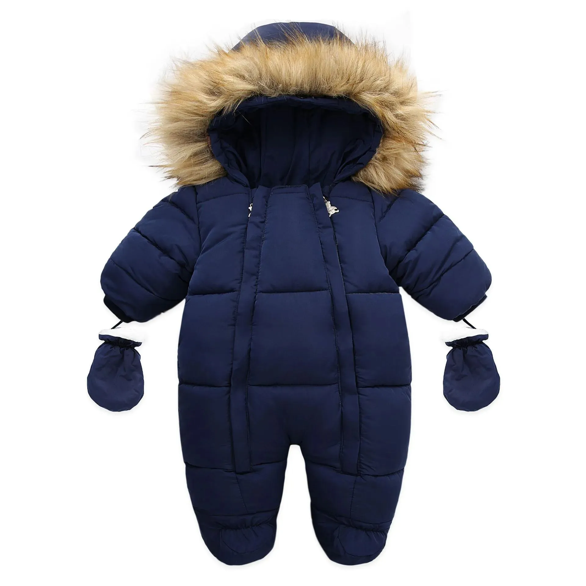 Baby Thick Warm Hooded Fleece Rompers Snowsuit