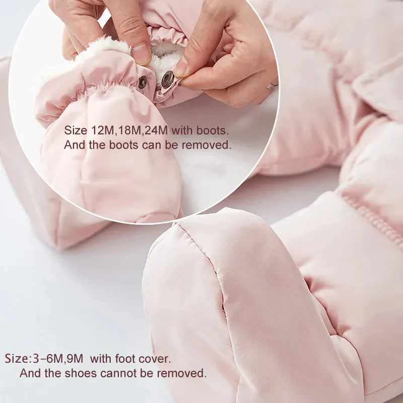 Baby Thick Warm Hooded Fleece Rompers Snowsuit
