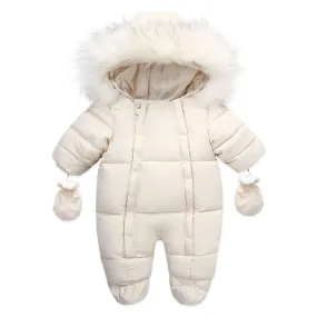 Baby Thick Warm Hooded Fleece Rompers Snowsuit