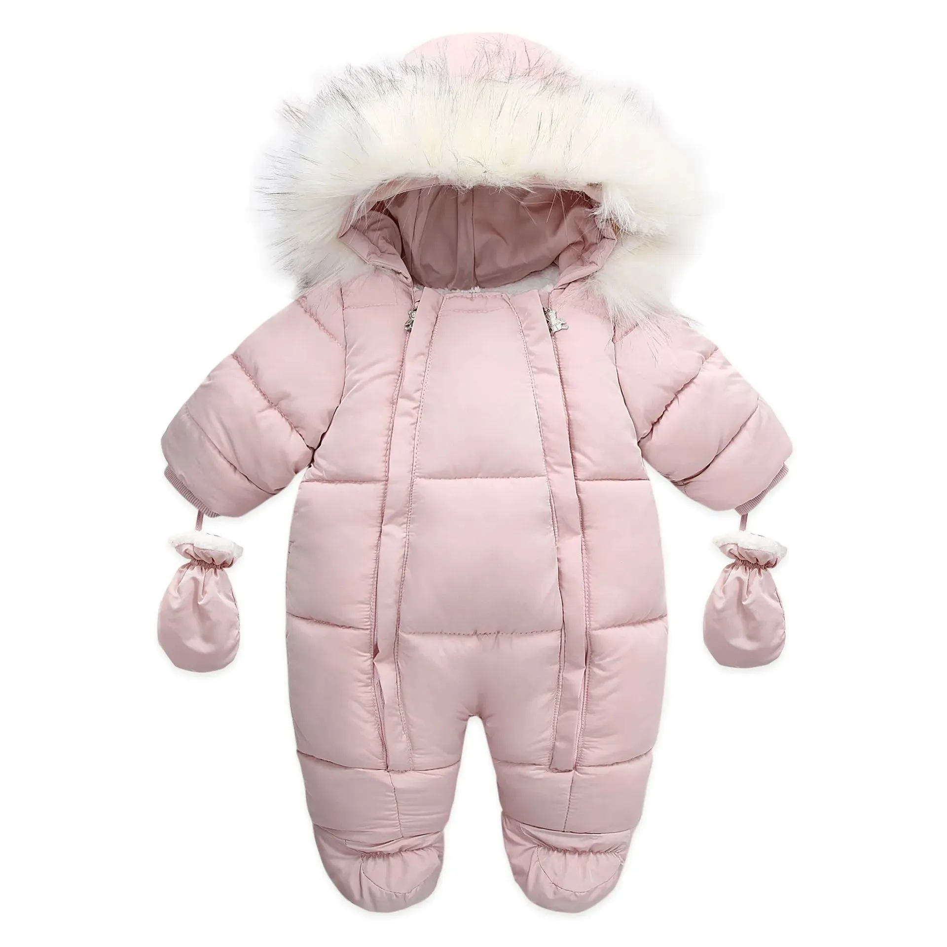 Baby Thick Warm Hooded Fleece Rompers Snowsuit